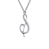 Sterling Silver Initial "S" CZ Script Necklace
